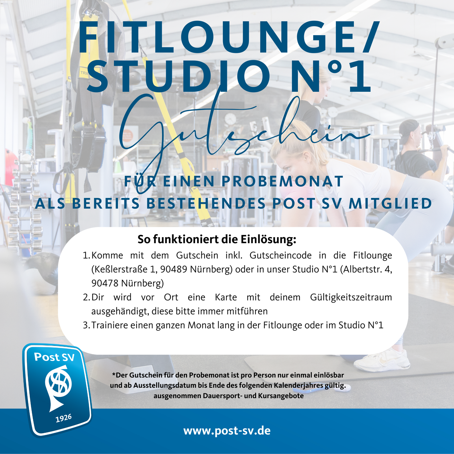 Gutschein Fitlounge- oder Studio N°1 für Bestandsmitglieder