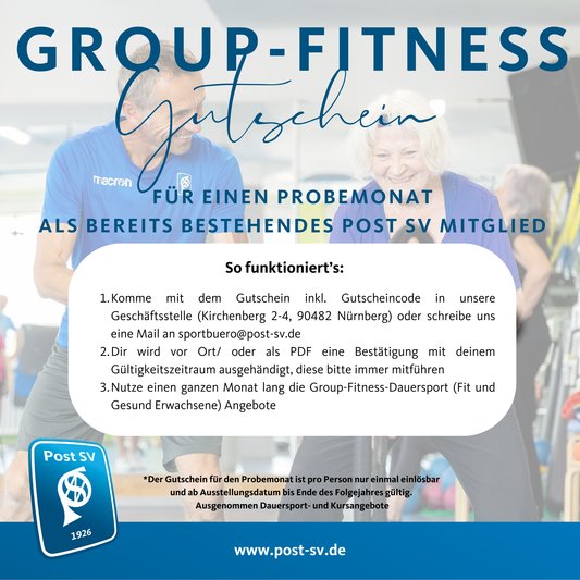 Gutschein Group-Fitness-Dauersport für Bestandsmitglieder